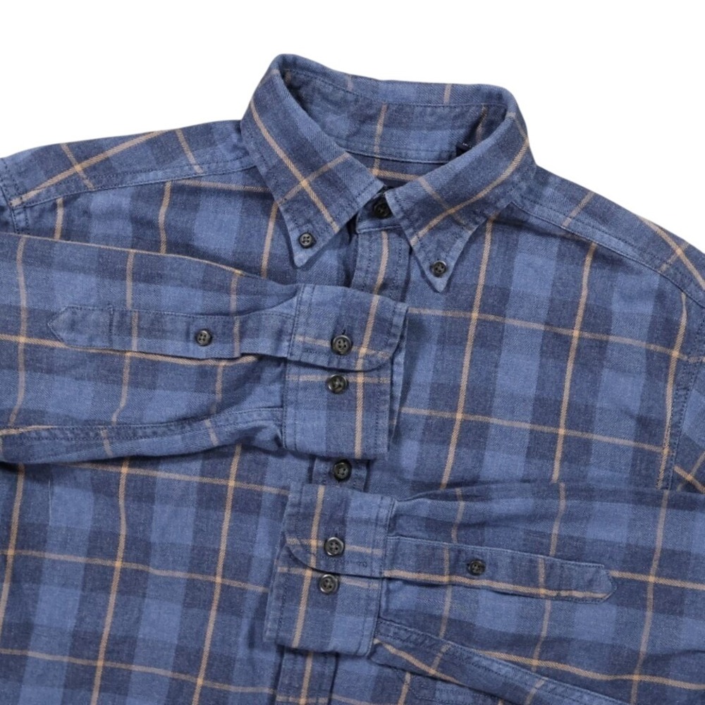 Roundtree & Yorke Button Down Shirt Mens S Blue Excellent Plaid Long Sleeve 1469